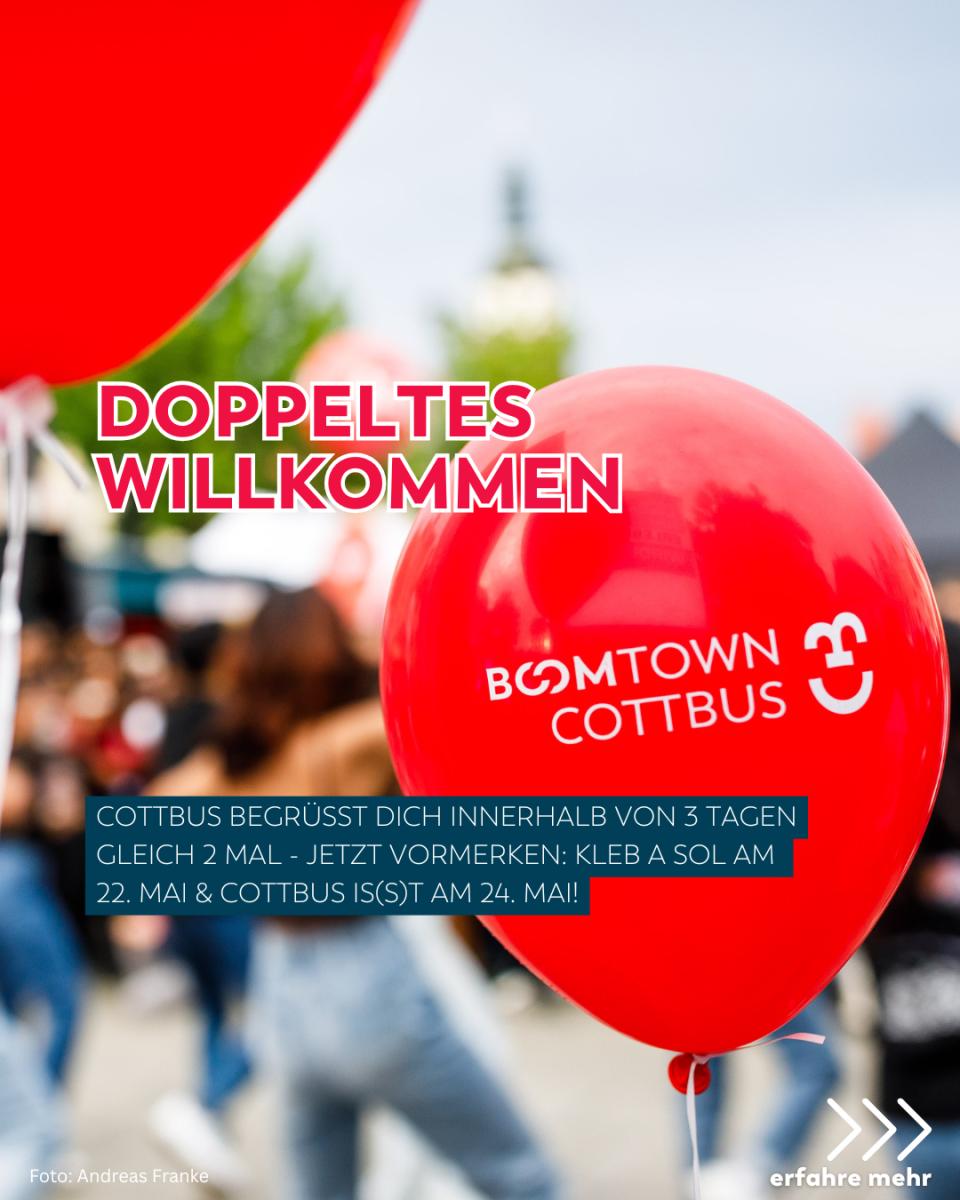 Doppeltes Willkommen im Mai – Cottbus lockt mit KLĔB A SOL, der Welcome Party und Cottbus is(s)t